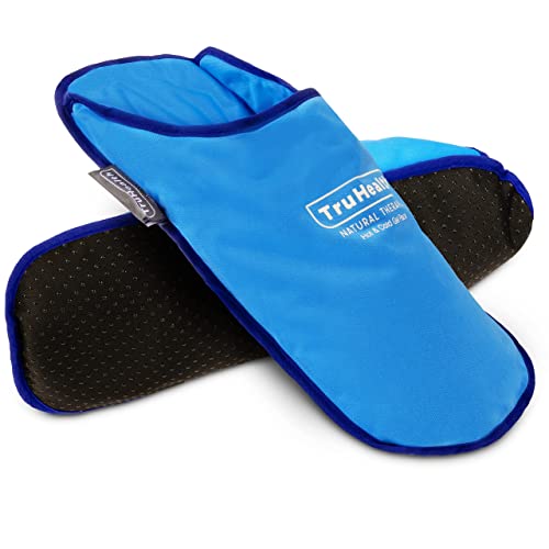 Gel Ice Pack Slippers - Hot & Cold Therapy for Neuropathy Relief & Foot Care, Cooling Gel Comfort for Swollen Feet & Swelling Relief, Flexible Ice Pack Design - 1 Pair, Blue Vinyl