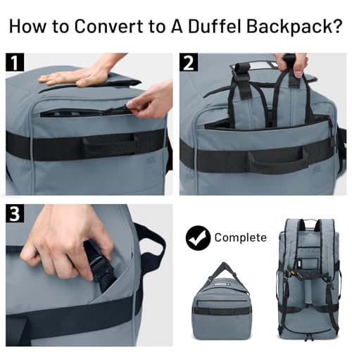 MIER 40L/60L/90L Water Resistant Backpack Duffel, Heavy Duty Duffle Bags | Heavy-Duty; Inner Zipper Pockets; Suit for Travel Gym Camping Sports Weekend Getaways; Convertible with Backpack Straps - color: Gray, size: 60l