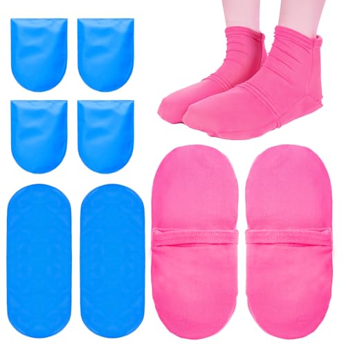 Reusable Cold Therapy Socks, Ice Pack for Feet Heels Injuries Swelling, Cold Pack Socks for Feet, Therapy Socks for Plantar Fasciitis, Neuropathy Chemotherapy, Pain Relief for Foot Ankle (Pink) - color: Pink