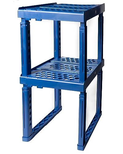ABLinox Locker Organizer Shelf, Adjustable Width and Height, Ideal for School, Office, and Gym Lockers (Blue 2 Pack) - color: Blue 2 Pack