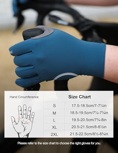 INBIKE Breathable Bike Gloves for Men Women, Full Finger Pad Cycling Gloves, Touchscreen Reflective Mountain Biking Bicycle - color: Blue, size: Small (Hand Circumference 7-7.25inch)