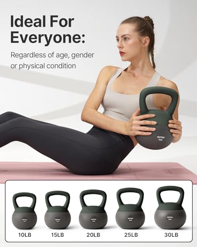 YOTTOY Soft Kettlebell, Set for Strength Training Kettlebells & Home Workouts, Soft-Sided Cushioned Base, Wide-Handle - Ideal for Men, Women, & Beginners - color: 10-15-20LB Muti
