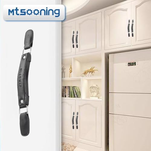 2PCS Luggage Handle,150mm Leather Pull Handle Grip, Black Suitcase Handle Carry Strap Replacement Part for Luggage Suitcase Box Black Tone