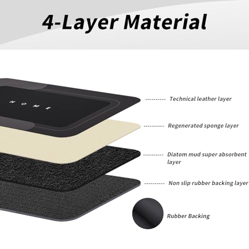 Housego Absorbent Bath Mat, Quick Dry Bath Rug, 16.93x26.77, Black | Absorbent Bath Mat Magic Rug; Quick Drying Magic Bath Mat Non-Slip Floor Rug Rubber Backed for Bathroom Kitchen Shower Sink - color: Black, size: 1'5" x 2'3" (Rectangular)