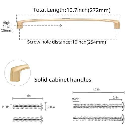 10 Pack 10 inch(254mm) Champagne Bronze Kitchen Cabinet Handles Cabinet Pulls Gold Drawer Pulls Kitchen Cabinet Hardware Handles Dresser Handles - color: Champagne Bronze, size: 10'' Hole Center(254mm)