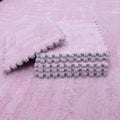 Thickened Soft Plush Foam Interlocking Floor Carpet Mat, 24 Pcs 12x12x0.4 Inch Fluffy Square Puzzle Foam Carpet Tiles with Edgings(Color:Pink) - color: Pink