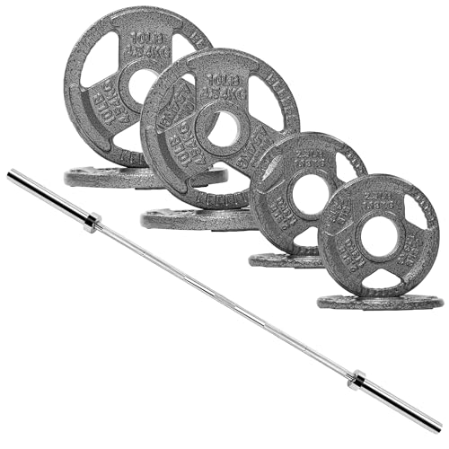 Signature Fitness 2-Inch Cast Iron Barbell Sets - size: 50LB Set