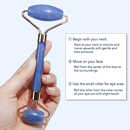 BAIMEI IcyMe Jade Face Roller & Gua Sha, Facial Beauty Roller Skin Care Tools, Self Care Gift for Men Women, Massager for Face, Eyes, Neck, Relieve Fine Lines and Wrinkles - Blue - color: Blue