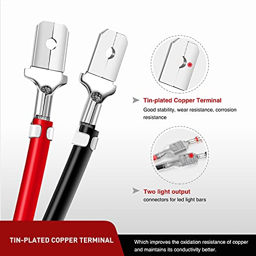 Nilight 16AWG 10Feet Wiring Harness Extension for 6Modes Amber White Light Bar Strobe Play and Plug 3-Wires, 2 Years Warranty, Black, 2PCS - size: 14AWG -10FT 1Pc