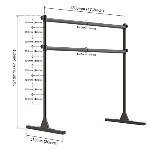 SELEWARE Height Adjustable Ballet Barre Freestanding Ballet Bar Heavy Duty Dance Bar Support Barre Movements Body Stretch Pull-ups, Sturdy Construction Never Fall Apart, Anti-Slip - color: 4 FT (Steel Crossbar, Black)