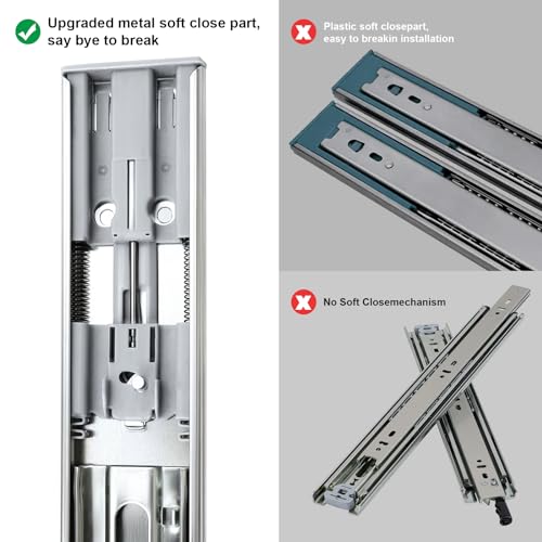 Sulawskys Soft Close Drawer Slides 10 Inch, 6 Pairs – Full Extension 100LB | (12 Pcs) Side Mount Full Extension Ball Bearing Drawer Glides, Heavy Duty 100 LB for Kitchen Cabinets, Dresser, Wardrobe - size: 10inch-250mm