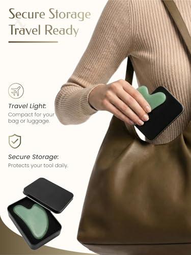 Green Stone Gua Sha Facial Tools, Guasha Tool for Face Acupuncture Therapy Trigger Point Treatment, Gua Sha Scraping Massage Tool - color: Light-green