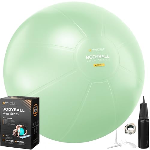 Exercise Ball – Yoga Ball for Pilates & Fitness - Birthing for Pregnancy, Stability, Core, Balance, Therapy for Physical Rehab, Workout for Home Gym & Office Chair, Fast Pump Included - color: Mint Green, size: L (for Height 5'4" - 5'10")
