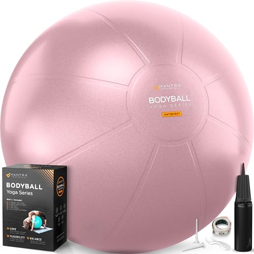 Exercise Ball – Yoga Ball for Pilates & Fitness - Birthing for Pregnancy, Stability, Core, Balance, Therapy for Physical Rehab, Workout for Home Gym & Office Chair, Fast Pump Included - color: Pink, size: L (for Height 5'4" - 5'10")
