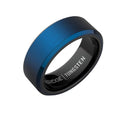 The Ridge Tungsten Rings For Men - Mens Wedding Band - Strong, Durable, and Scratch-Resistant Beveled Ring With Silicone Band - color: Alpine Navy