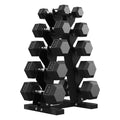 Hex Dumbbell Sets with Rack, 85-560lb Dumbbell Weight Set & Storage Rack | PAPABABE Dumbbell Set with Stand, Rubber Dumbbell Weight Set, Multiple Options Hand Weight for Strength Training - size: 150lb (5, 10, 15, 20, 25lb)x2& Rack