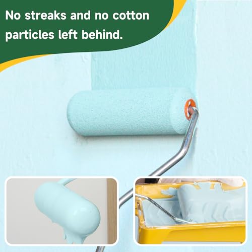 VOOMEY Mini Paint Roller,Small Paint Roller,4-Inch Foam Paint Roller with Foam-Covered Ends,10 Pack 4 Inch Small Paint Roller Covers,Roller Paint for Painting Walls,Cabinets,Corner,Cupboards,Doors - style: 4 inch 10 pack