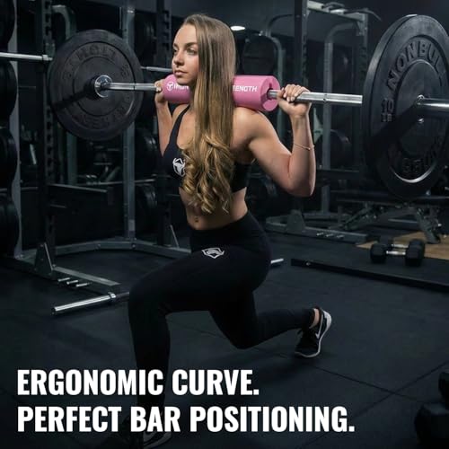 Advanced Squat Pad - Barbell Pad for Hip Thrusts, Squats & Lunges - Neck & Shoulder Squat Bar Pad Cushion Support Foam for Extra Comfort - color: Light Pink