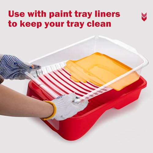 Mister Rui Paint Tray, 11 Pack, 9 Inch Paint Tray with 10 Liners, Thickened Plastic, Paint Pan Liners, Paint Roller Trays for Painting & DIY - size: 9 Inch, 11 Pack