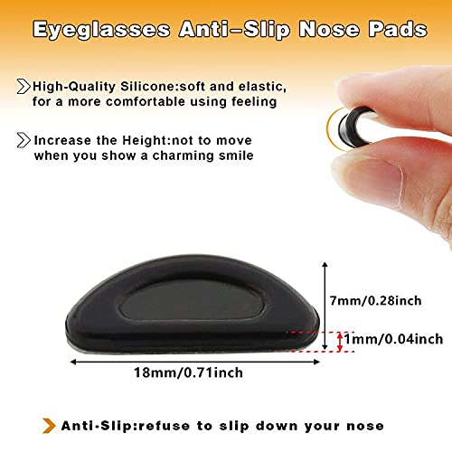 1.0mm Eyeglass Nose Pads 20 Pairs Stick On Anti-Slip Nose Pads for Glasses | 1mmThin, Non Slip silicone Nose Pads for Eyeglasses Sunglasses Plastic Frames,Super Sticky 3M Adhesive(20-Black) - color: Black