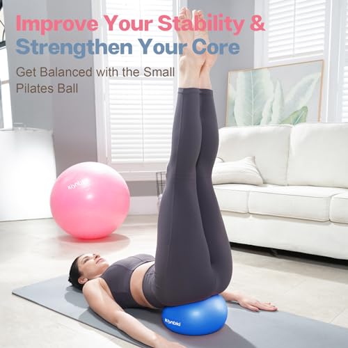 kisnbld Small Exercise Ball, 9 Inch Mini Pilates Ball, Anti Burst and Slip Resistant Mini Yoga Ball for Stability, Fitness, Physical Therapy, Stretching & Core Strength Workout at Home Gym & Office - color: 4Blue