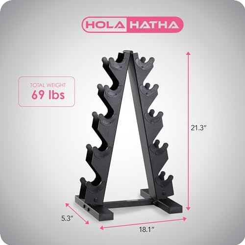 HolaHatha 1, 2 and 3 lb Neoprene Dumbbell Strength Training Weight Set with Rack - color: Multicolor, size: 56 LB