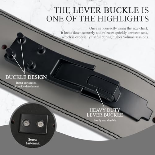 Weight Lifting Belt, 10mm Thick, 4-Inch Wide Heavy Duty Leather Lever Gym Belt, Ideal for Weightlifting, Squats, Deadlifts, Powerlifting, Cross Training and Weight Training - color: Dark Gray, size: XL(44"-48")