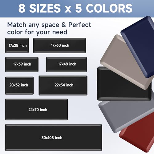 StepRite 4/5 Inch Thick Kitchen Mat Anti Fatigue Mat Kitchen Rugs Kitchen Decor Non-Slip, Stain & Water Resistant, Kitchen Mats Desk Mat for Kitchen, Office, Workshop, Black, 17'' x 47'' - color: Black, size: 48"L x 17"W x 0.8"Th