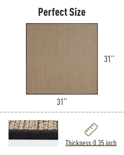 PADOOR Non Slip Stair-Treads Matching-Mat for Wooden Steps, Square Rubber Backing Non Slip Stair Landing Mat 30x30 inch - size: 30''x30'', style: Black