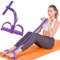 Resistance Bands with Handles, 6-Tube Elastic Pedal Resistance Band for Working Out, Durable Natural Rubber Exercise Bands, Multifunction Exercise Equipment for Abdomen, Waist, Arm, Leg Stretching - color: Full purple