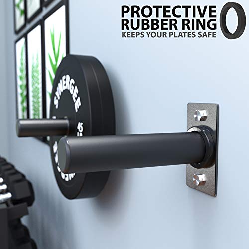 Synergee Weight Plate Pegs – Wall Mounted 2" Plate Holder Double Peg