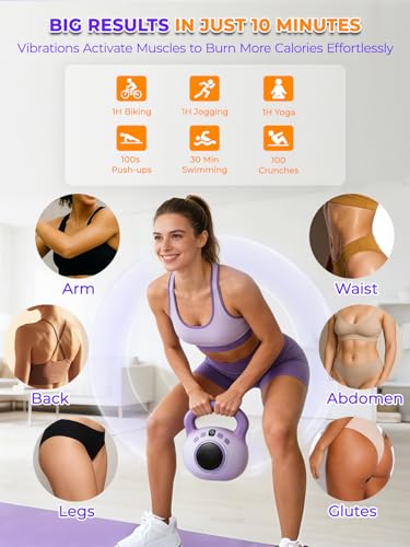 Vibration Kettlebell – 3LB Golden Weight Ideal for Women’s Fat Loss, Body Sculpting & Lymphatic Drainage – Slimming Vibration Exercise Machine for Toning, Circulation & Daily Home Workouts - color: Purple, 1PCS
