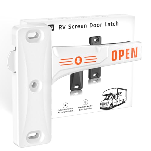 Zinc Alloy RV Screen Door Latch,Camper Screen Door Latch Replacement Kit,RV Screen Door Handle for Motorhome,Travel Trailer, Camper - color: White, size: Right Handle