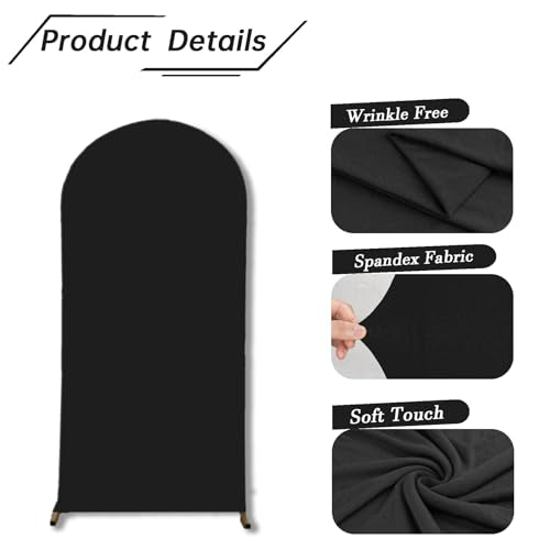 bricia Wedding Arch Backdrop Stand Cover, 6.6FT Double Sided Stretchy Arch Cover Fitted Wedding Birthday Party Banquet Decoration (Black 79.2''Lx39.6''W) - color: Black, size: 6.6FT