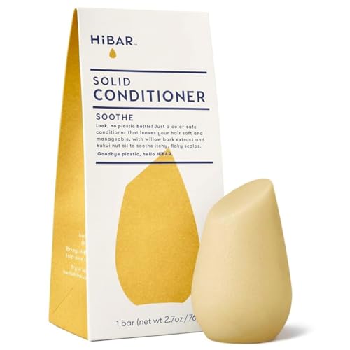 HiBAR - Soothe Conditioner Bar - For Dry, Itchy, Flaky Scalps - Improves Scalp Health - With Willow Bark Extract & Salicylic Acid - Plastic-Free - Soap, Paraben & Sulfate-Free -Color Safe -1 Solid Bar - style: Soothe - Calms & Relieves
