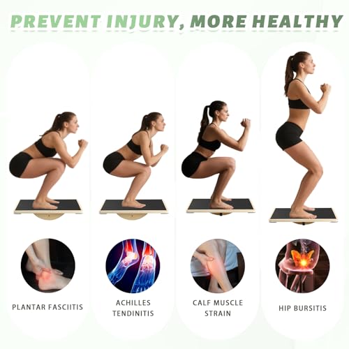 Professional Wooden Balance Board for Adults-Anti-Slip 350LBS Wobble Board for Physical Therapy Standing Desk Core Strength-Rocker Board Balancing Board (Classic)