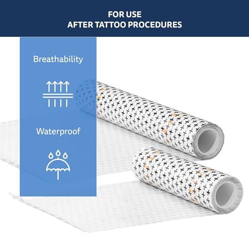 Recovery Aftercare Derm Shield Tattoo Cover Up Patch - Latex-Free & Waterproof Tattoo Aftercare Bandage - Transparent Matte Film - Breathable & Flexible - Promotes Healing & Skin Renewal (10" x 2 yd) - size: 10" x 2 Yard Roll