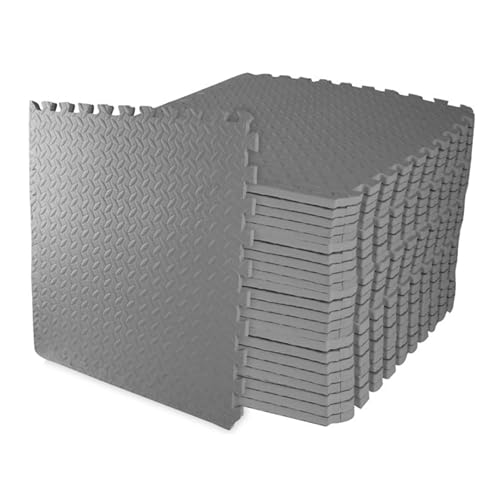 Elevon Puzzle Exercise Gym Flooring Mat, EVA Interlocking Foam Tiles Workout Mat for Home Gym, Fitness Equipment, MMA, Gymnastics, Shock-Absorbing Exercise Mat, Multi-Color - color: Grey, style: 3/4"Th, 24 Tiles (96 Sq Ft)