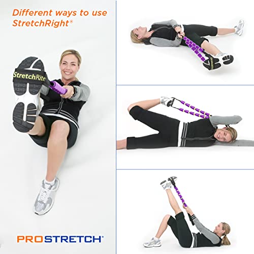 ProStretch StretchRite, Stretching Strap for Sore Muscles, Purple/Yellow | Physical Therapy Stretching Strap with Grip Handles for Tight Muscles - color: Purple/Yellow