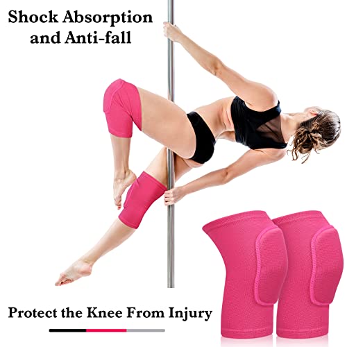 Eurzom 3 Pairs Dance Knee Pads Women Protective Non-Slip Knee Pads for Yoga Cheerleading Pole Floor Dance Volleyball - color: black, gray, rose