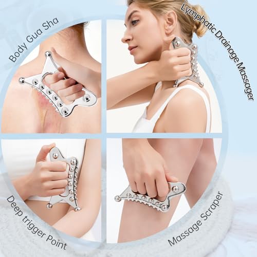 Fascia Blaster Tool, Body Gua Sha Tool，Stainless Steel Gua Sha Muscle Scraper Tool，Lymphatic Drainage Massager for Self Care, Fascia Blaster for Cellulite, Trigger Point Massage Tools for Pain Relief