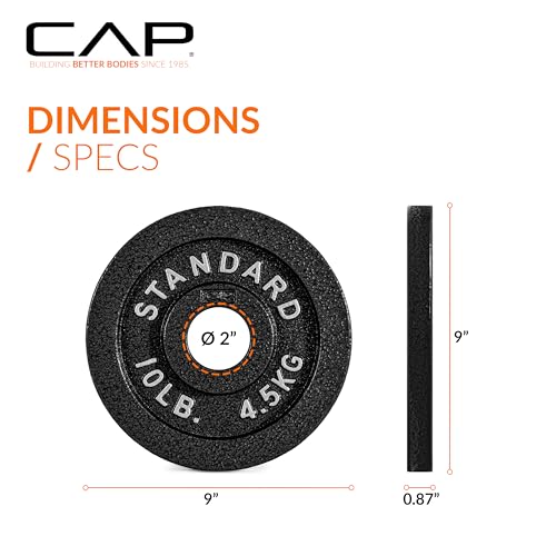 CAP Barbell 2-Inch Olympic Weight Plate | Multiple Options - size: 10 lb - Set of 4, style: Classic - Black