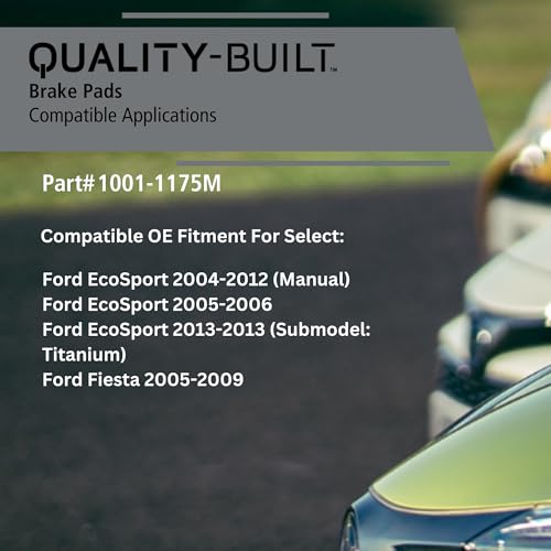 QUALITY-BUILT Front Semi-Metallic Brake Pads, Premium 1001-1175M, Compatible with 2004-2013 Ford (EcoSport, Fiesta) - size: BP1175-M