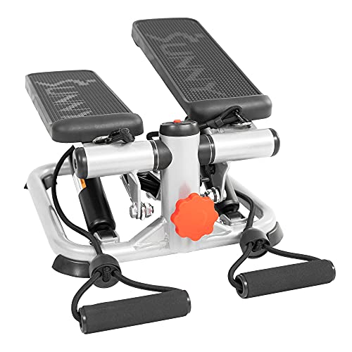 Sunny Health & Fitness Mini Stepper w/LCD Monitor & Adjustable Step Height | Fully Assembled, Stable Frame Design, Home Cardio Training, Hydraulic Stepper, Fits Everywhere, Resistance Bands Option - color: Grey