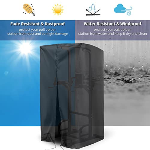 48 Inch Pull Up Bar Station Cover for Power Tower,Pullup Dip Station Cover | 48x45x80,Waterproof Dustproof Heavy Duty Oxford Fabric Cover with Zipper,for Free Standing Workout Fitness Machine - color: 48"L x 45"W x 80"H