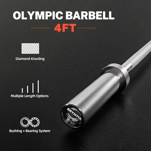 Olympic Barbell Bar Series, 2 Inch Weightlifting Bars, 4FT 6FT 7FT Straight & EZ Curl Options, 190K PSI Steel, Diamond Knurling, Smooth Rotation for Home & Gym Strength Training - color: 4FT Straight