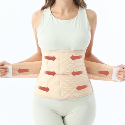 Allaugh Postpartum Belly Band for Women: Abdominal Binder Post Surgery, C Section Waist Trainer, Adjustable Support for After Birth Back Pain & Weak Core, Breathable Belly Wrap,XX-Large,Beige - color: Beige, size: XX-Large