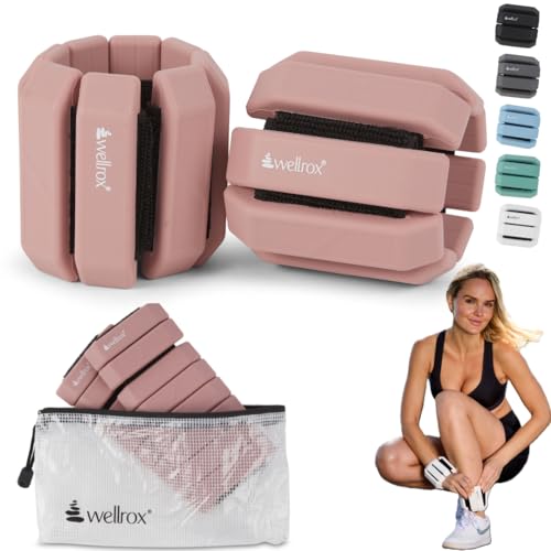 Wellrox Weighted Bangles – Adjustable Ankle and Wrist Weights for Women & Men – Set of Ankle Weights 2 lbs (1 lb Each Wrist Weight) | Weighted Arm Bands for Pilates, Yoga, Running & Walking - color: Dusty Rose