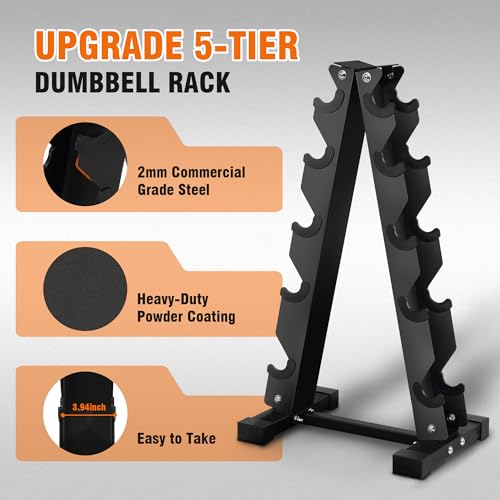Fitvids Rubber Coated Hex Dumbbell Set with Storage Rack, 100/150/200/550 LB Hand Weight Set with Anti-Slip Grip for Home Gym - size: 150LBS Set
