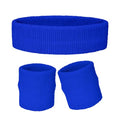 Sucrain 3 Pieces Sweatbands Set, 1 Pieces Sports Headband and 2 Pieces Wristbands,Wicking Sweat Head Band for Youth Womens Men - color: Blue